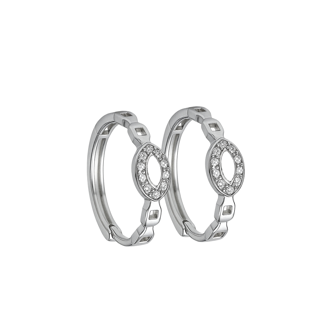 Aros de Plata Esterlina 925 Argollas Cadena con Circonita 3