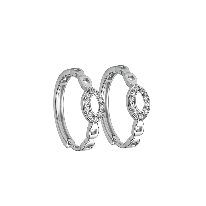 Aros de Plata Esterlina 925 Argollas Cadena con Circonita 3