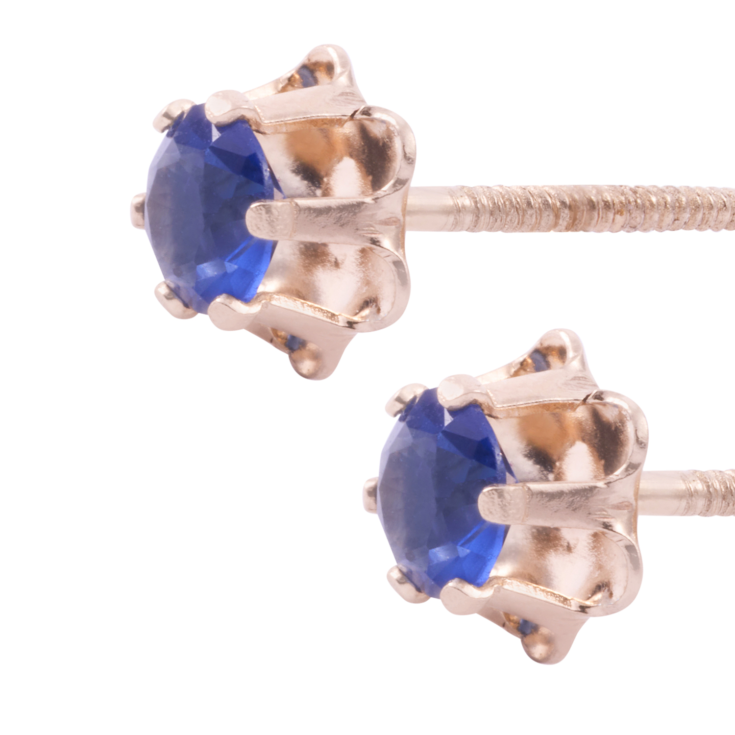Aros Oro Miel 18kt Zafiro 4mm 2
