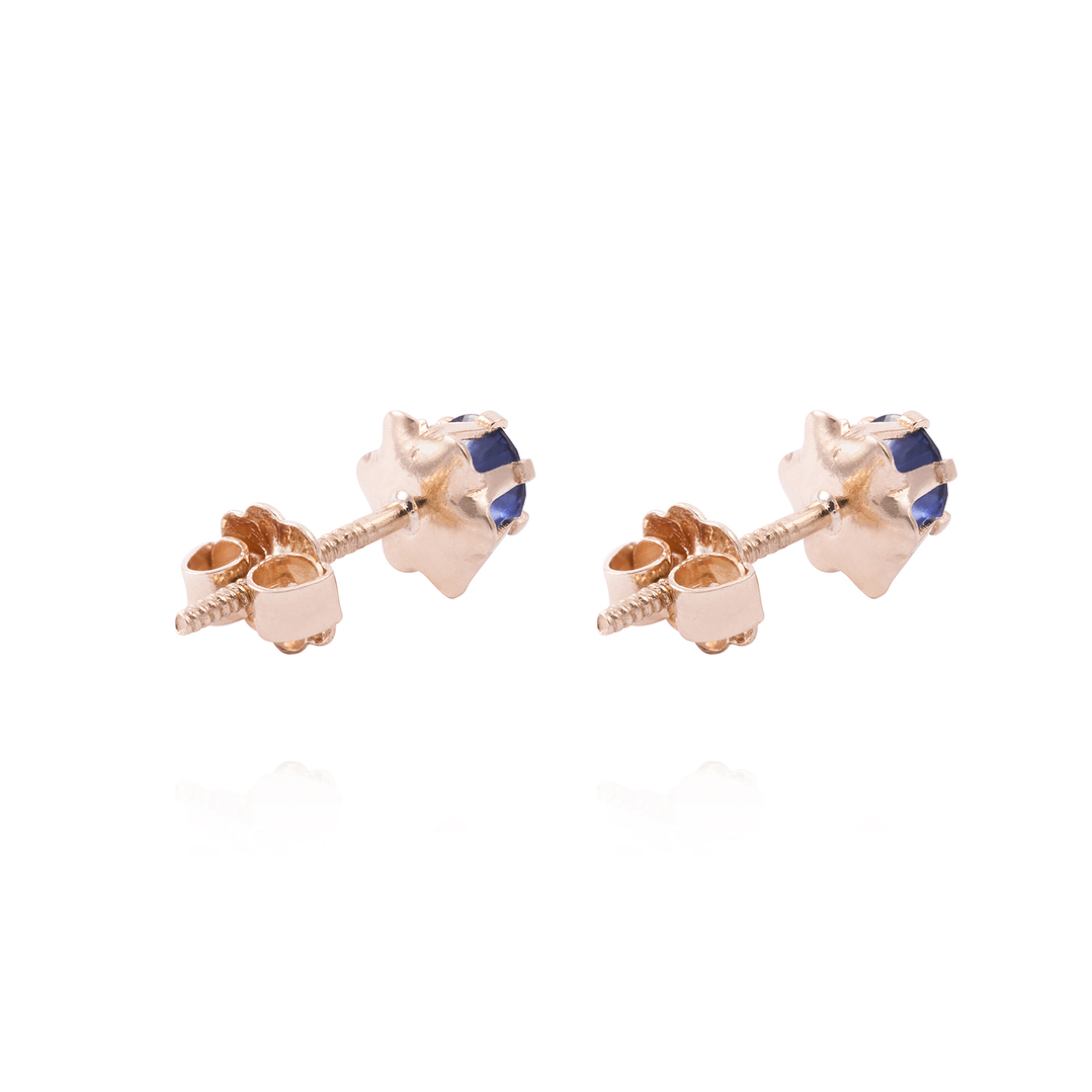 Aros Oro Miel 18kt Zafiro 4mm 3