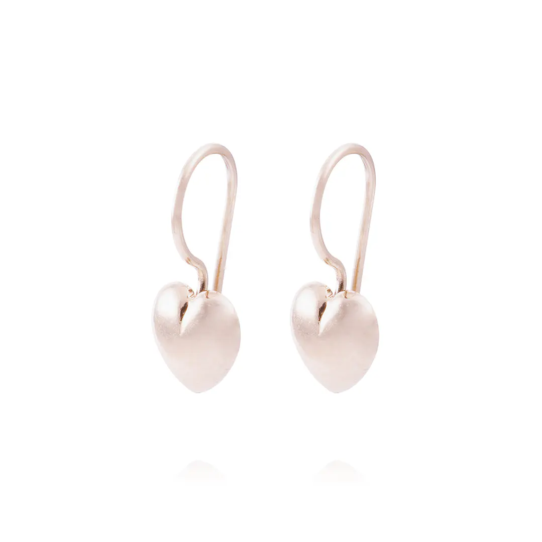 Aros Oro Miel 18kt  Corazón Rigido Mediano 1