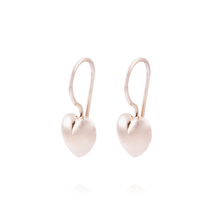 Aros Oro Miel 18kt  Corazón Rigido Mediano 1