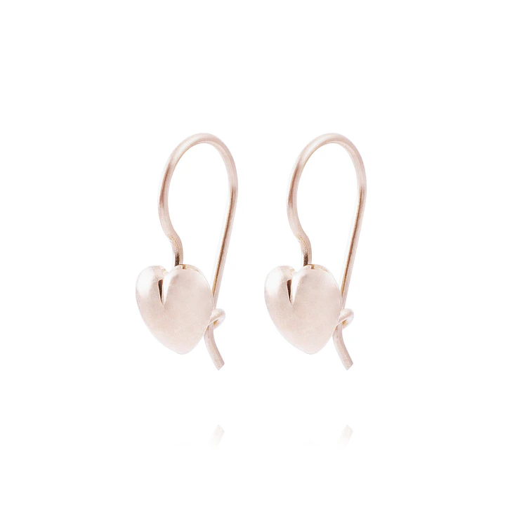 Aros Oro Miel 18kt  Corazón Rigido Pequeño 1