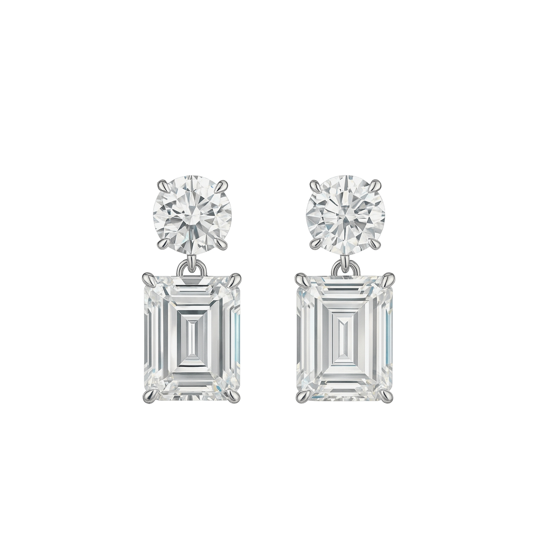 Aros de Plata Esterlina 925 Circonita Emerald Cut 1