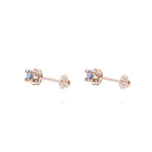 Aros Oro Miel 18kt Chaton Agua Marina 3mm