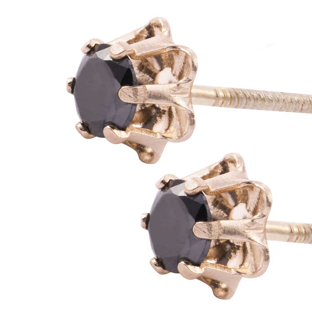 Aros Oro Miel 18kt Ónix 4mm 2