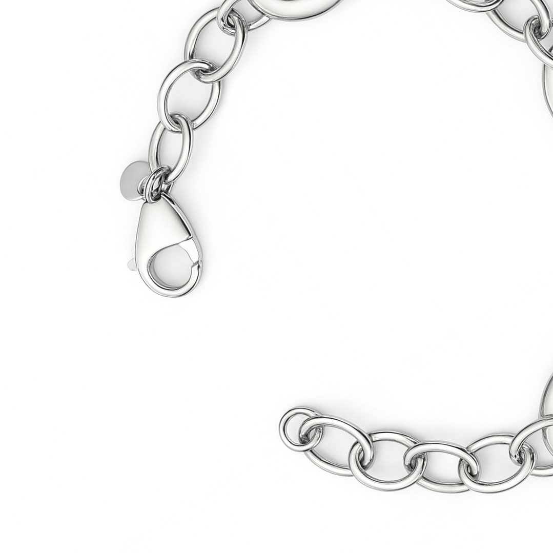 Pulsera de Plata Esterlina 925 Eslabon Ovalado Grande Pequeño 3