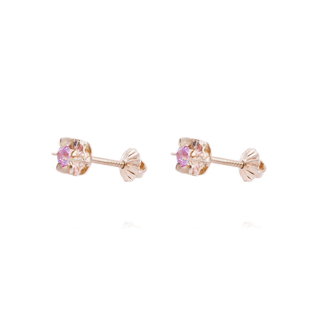Aros Oro Miel 18kt  Rosa de Francia 3mm 1