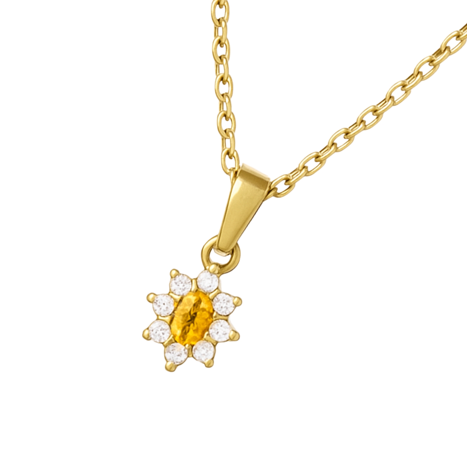 Colgante Oro 18kt Clásico Floral con Circonitas 13