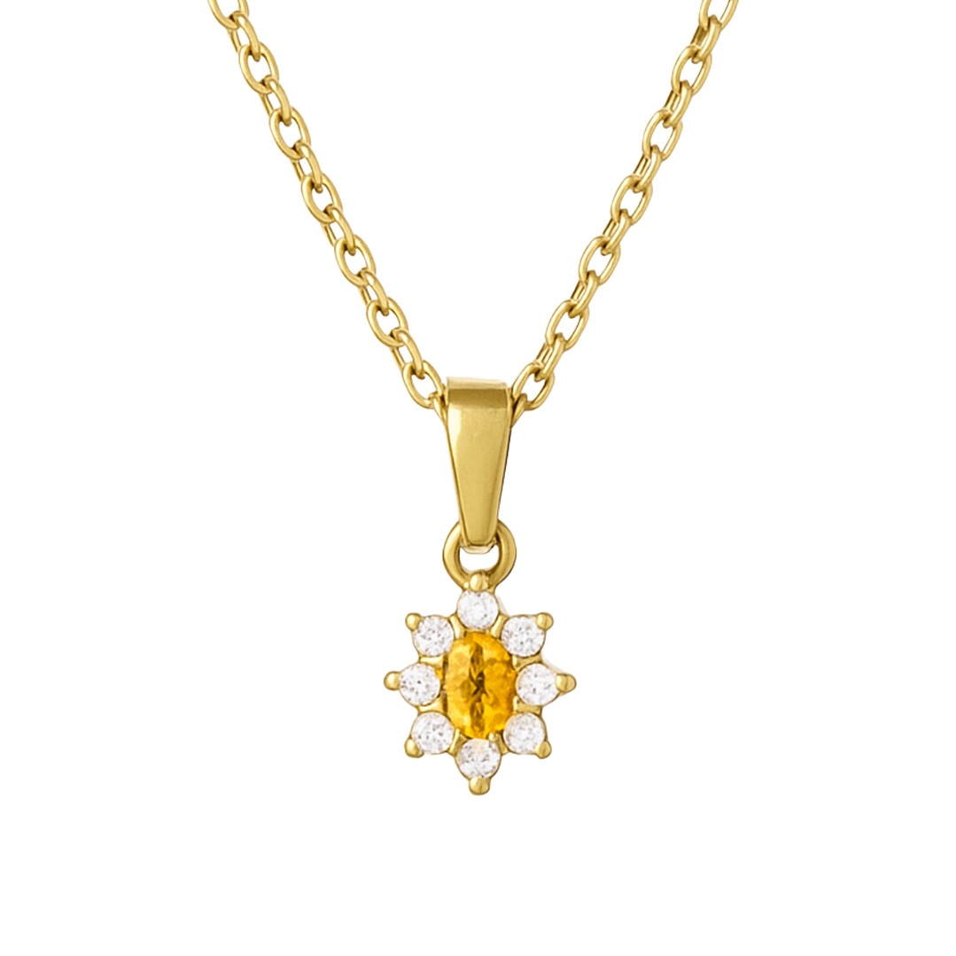Colgante Oro 18kt Clásico Floral con Circonitas 6