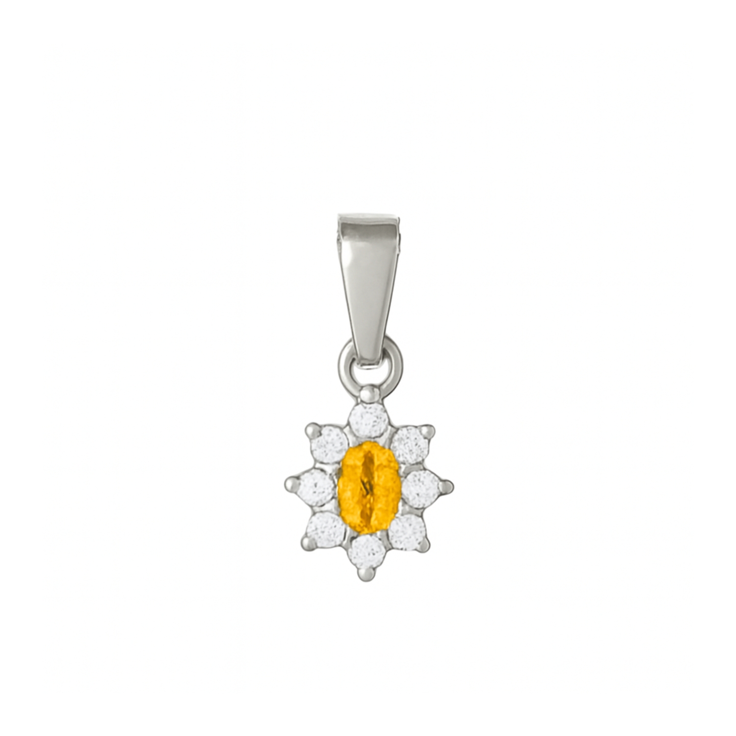 Colgante Oro 18kt Clásico Floral con Circonitas 15