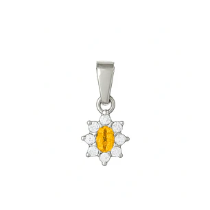 Colgante Oro 18kt Clásico Floral con Circonitas