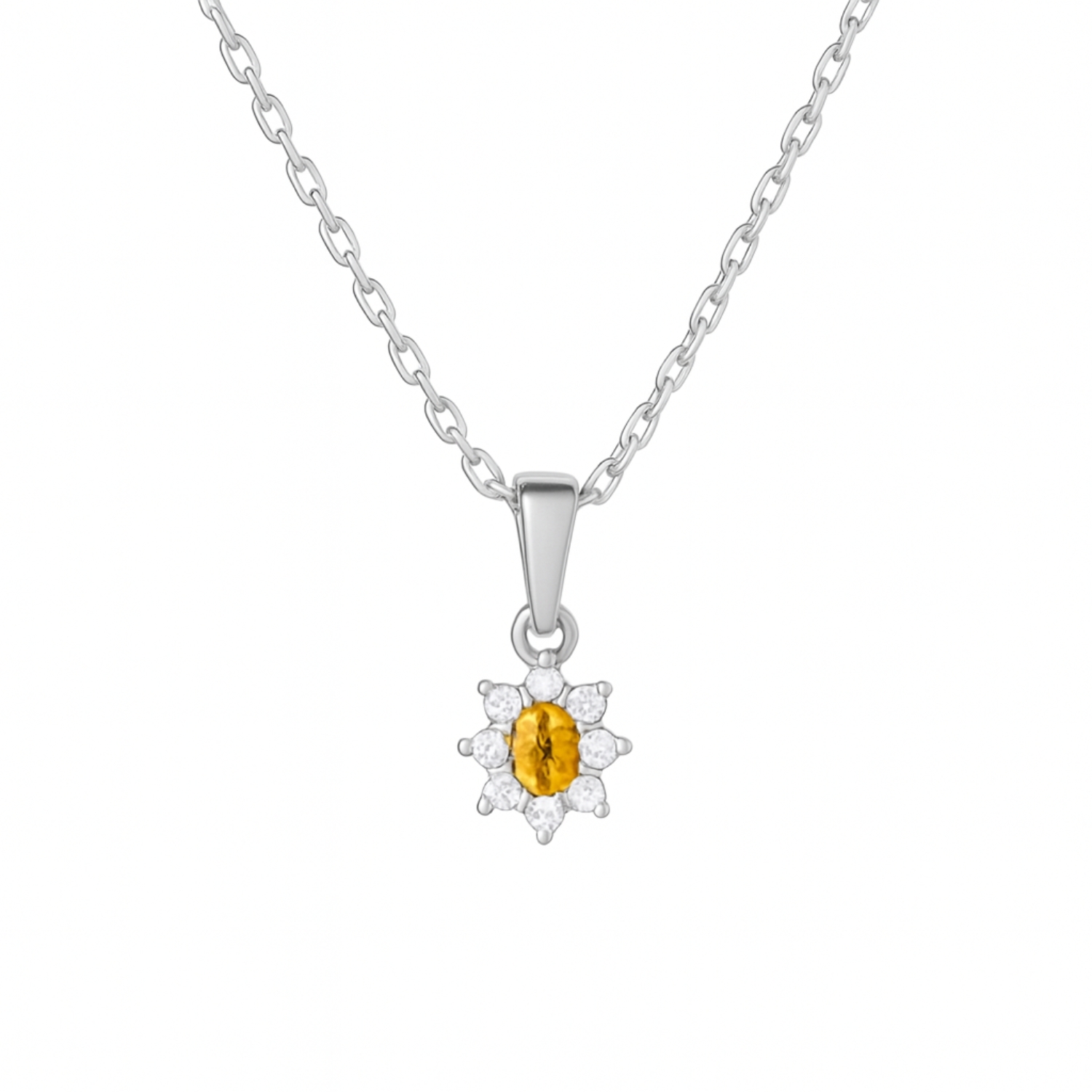 Colgante Oro 18kt Clásico Floral con Circonitas 16