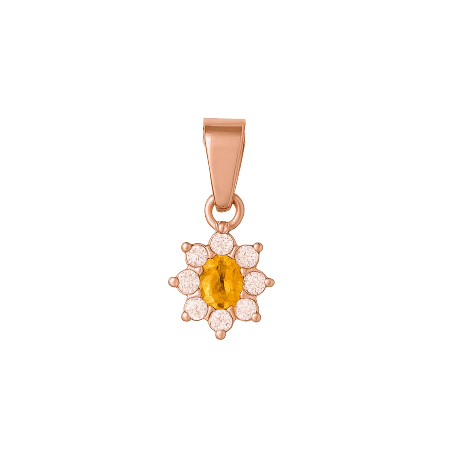 Colgante Oro 18kt Clásico Floral con Circonitas 18