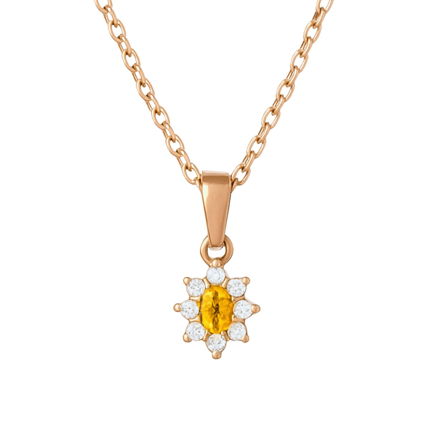 Colgante Oro 18kt Clásico Floral con Circonitas 19