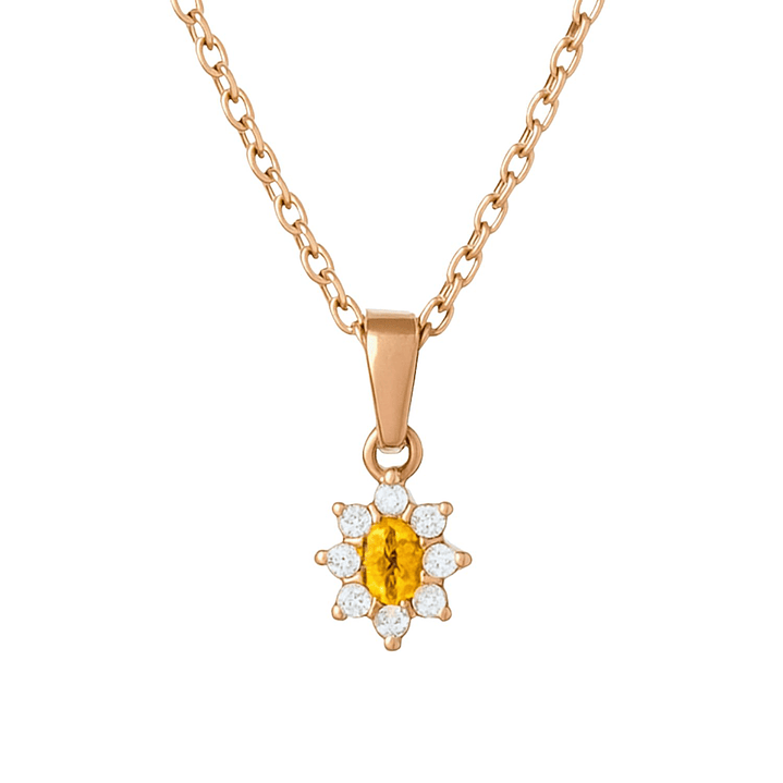 Colgante Oro 18kt Clásico Floral con Circonitas 11