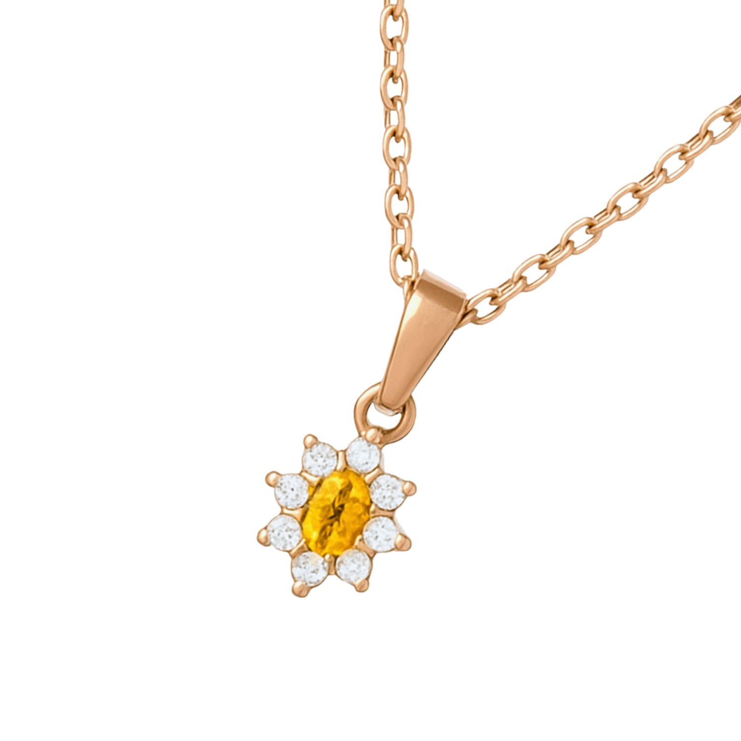 Colgante Oro 18kt Clásico Floral con Circonitas 20