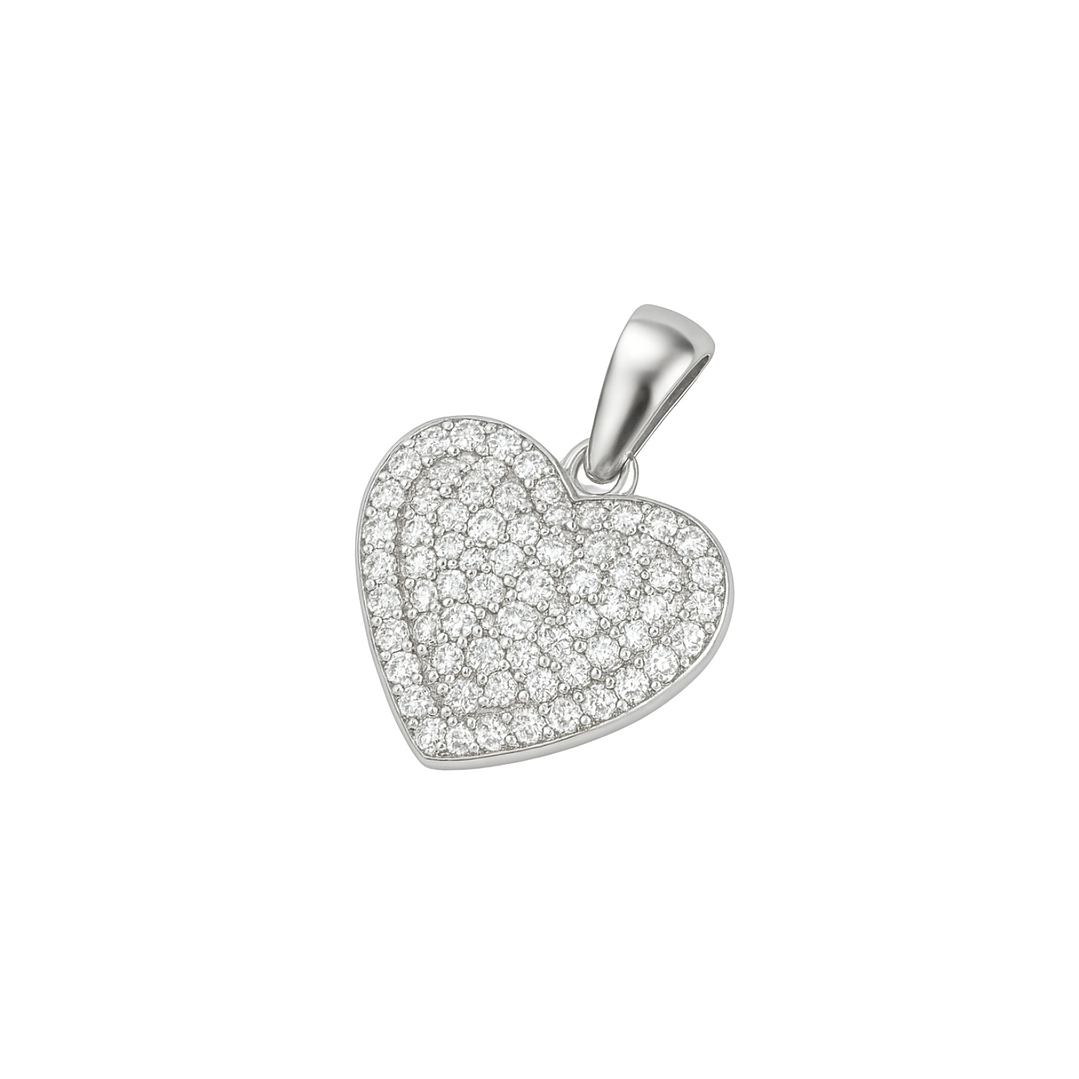 Colgante de Plata Esterlina 925 Corazón Pave con Circonita 1