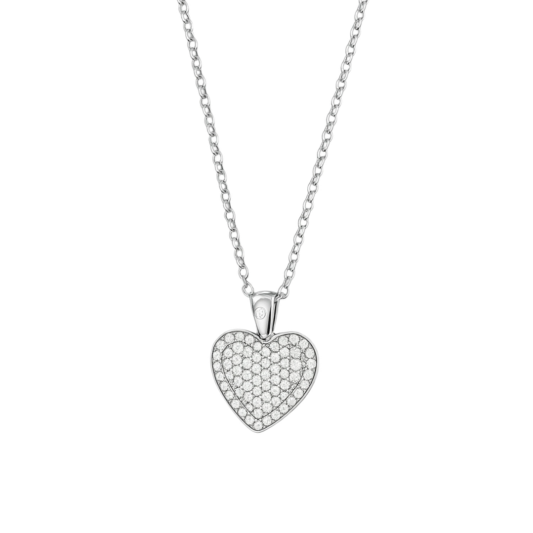 Colgante de Plata Esterlina 925 Corazón Pave con Circonita 3