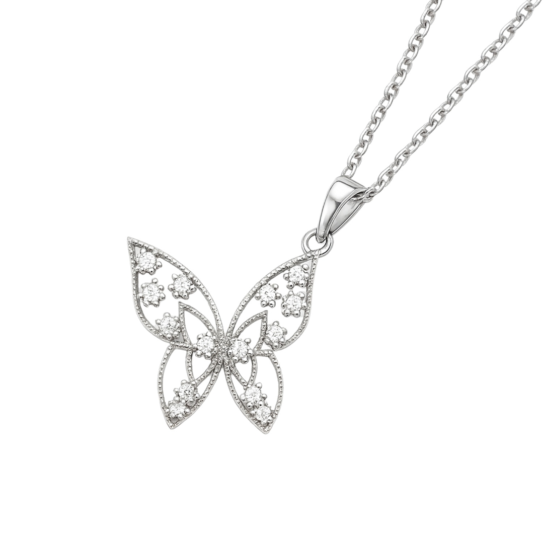 Colgante de Plata Esterlina 925 Mariposa con Circonita 2