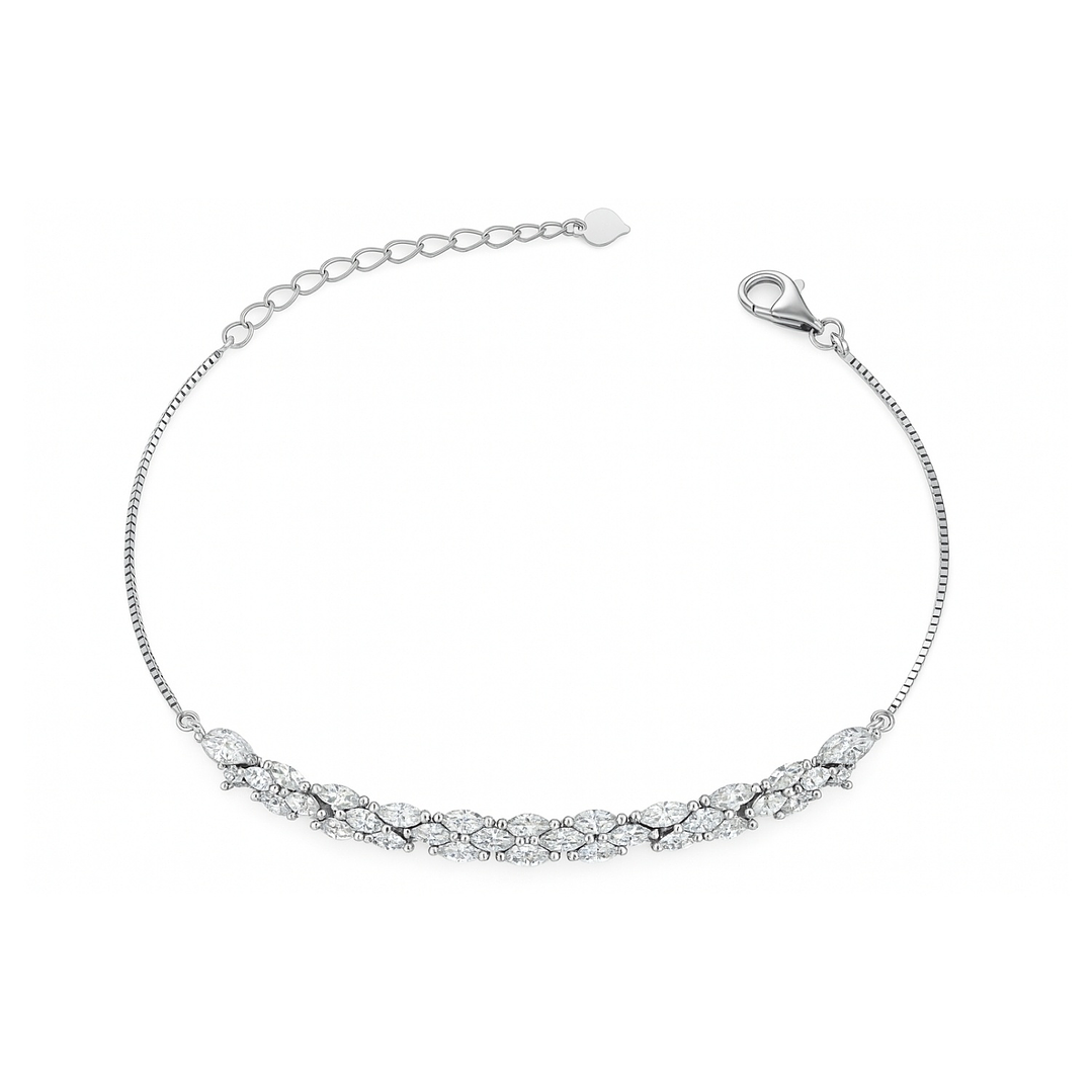 Pulsera de Plata Esterlina 925 Hoja de Luz con Circonita 1