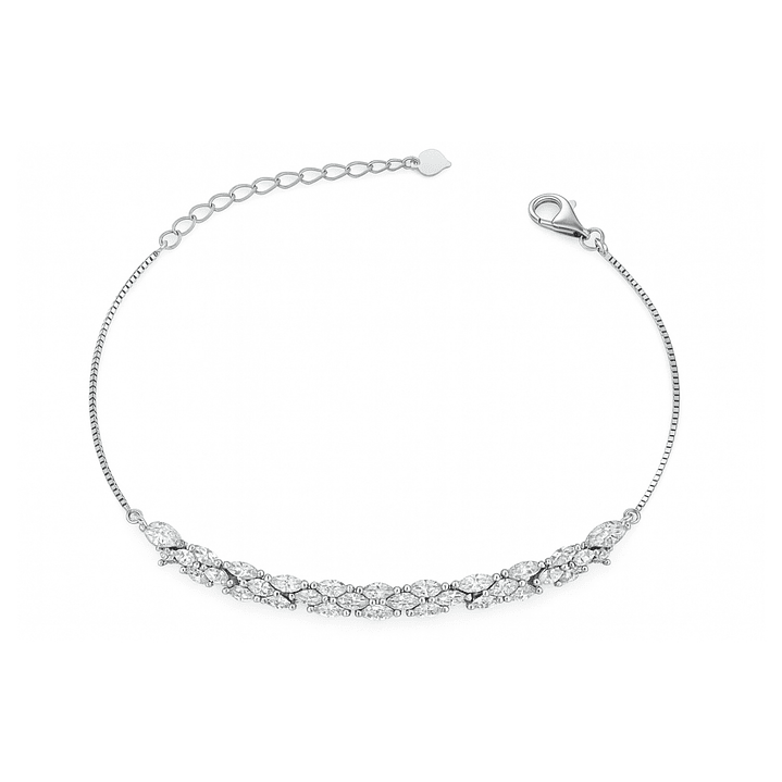 Pulsera de Plata Esterlina 925 Hoja de Luz con Circonita 1