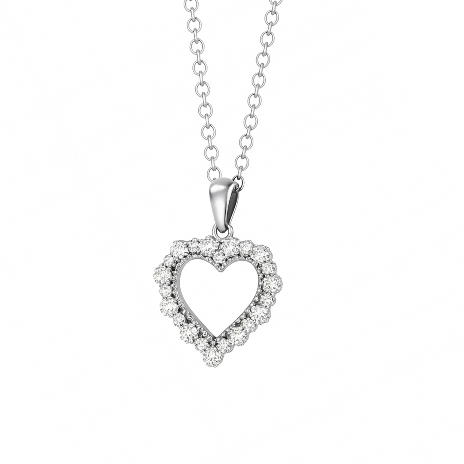 Colgante de Plata Esterlina 925 Corazón Brillante con Circonita 3