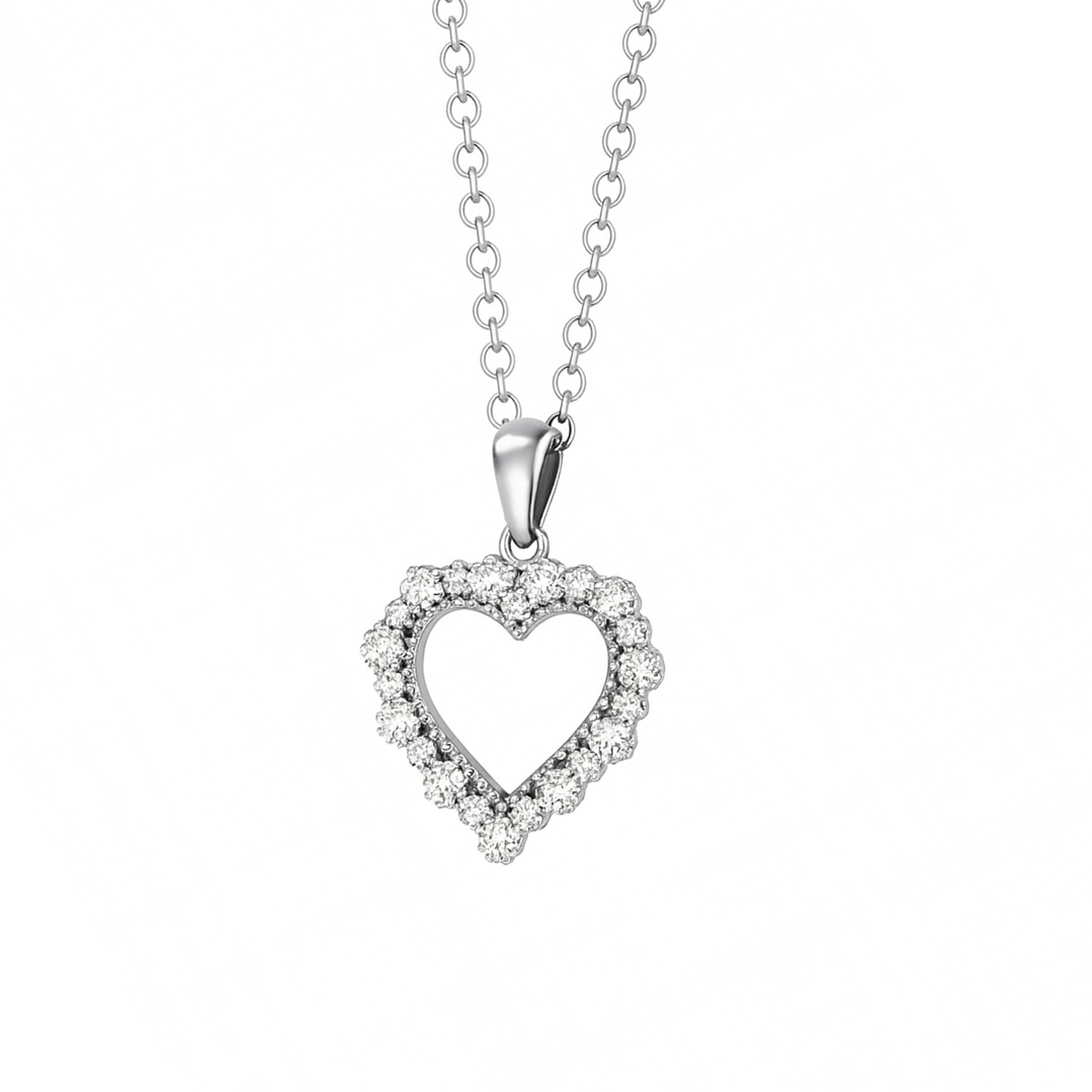 Colgante de Plata Esterlina 925 Corazón Brillante con Circonita 3