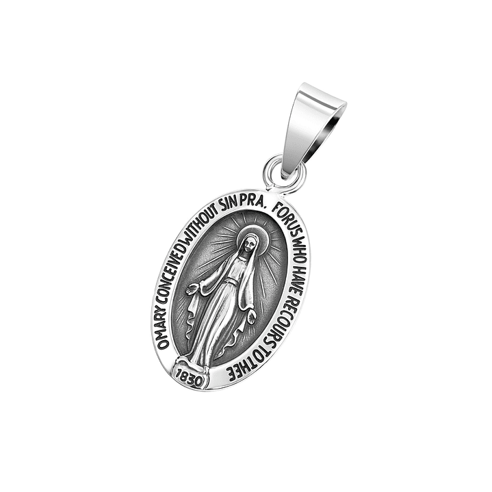 Colgante de Plata Esterlina 925 Medalla Virgen 1