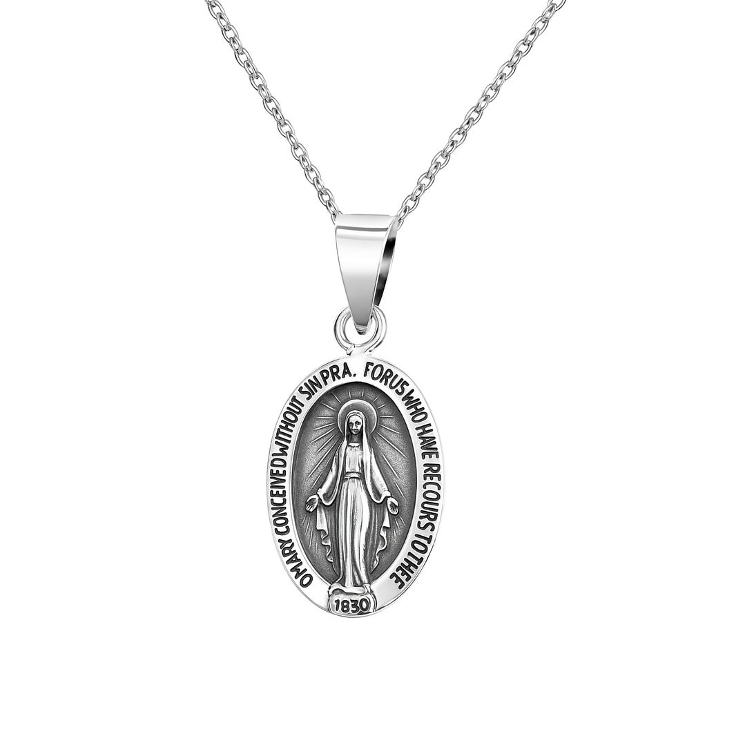 Colgante de Plata Esterlina 925 Medalla Virgen 3