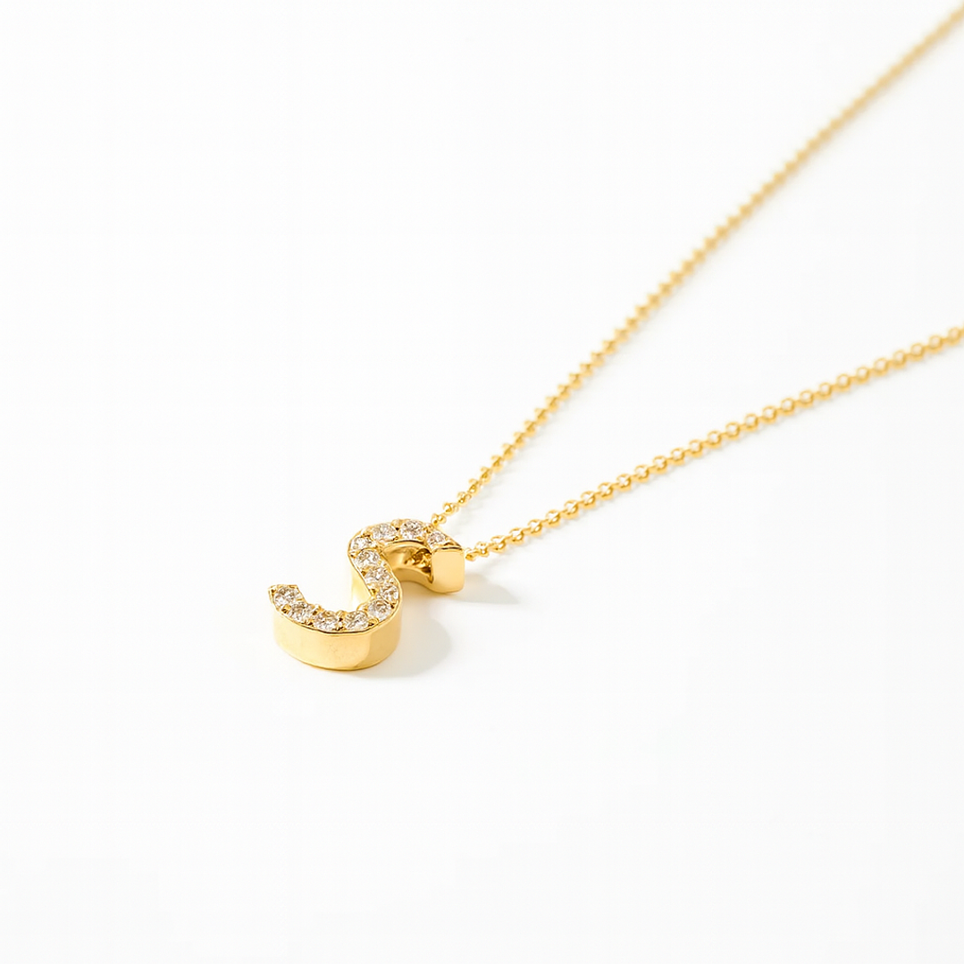 Collar de Oro 18kt con Diamantes Letra S con 7 Pts Totales SI/H Corte Brillante - By Danielle Costantini 1
