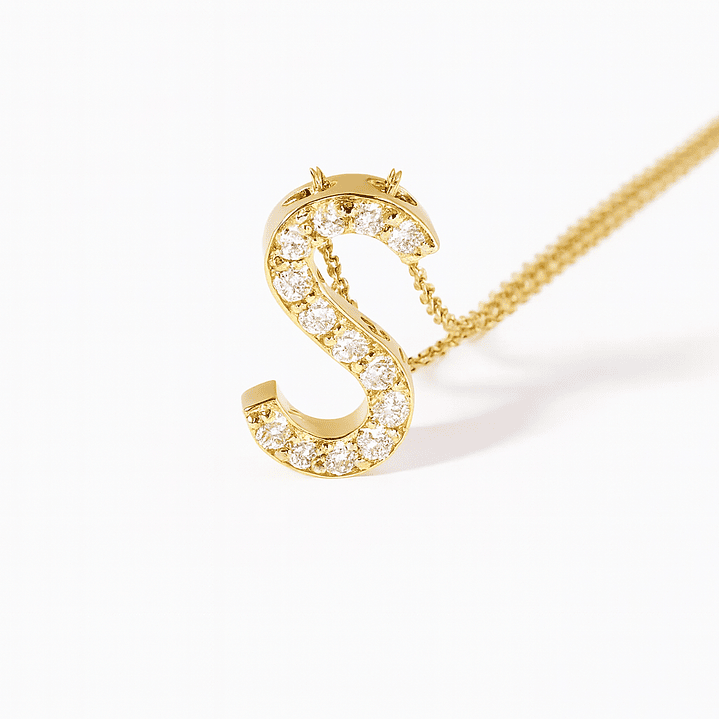Collar de Oro 18kt con Diamantes Letra S con 7 Pts Totales SI/H Corte Brillante - By Danielle Costantini 2