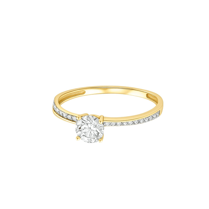 Anillo Compromiso de Oro 18Kt Cintillo Cruzado Circón 4MM 2