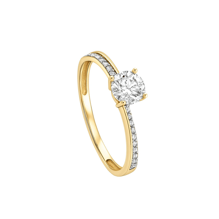 Anillo Compromiso de Oro 18Kt Cintillo Cruzado Circón 4MM 3