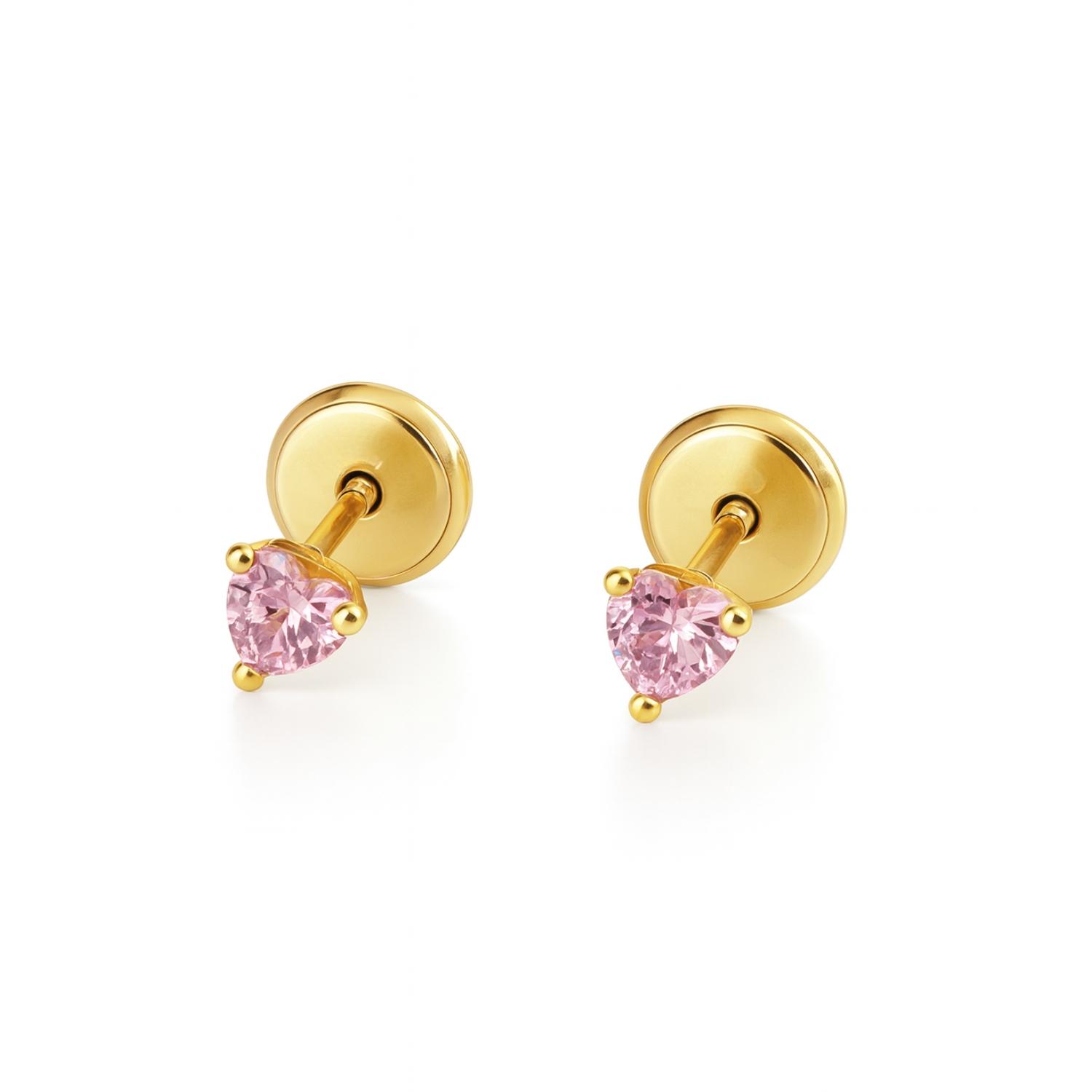 Aros de Oro 18kt Cozarón Circonita Rosa Francia 1