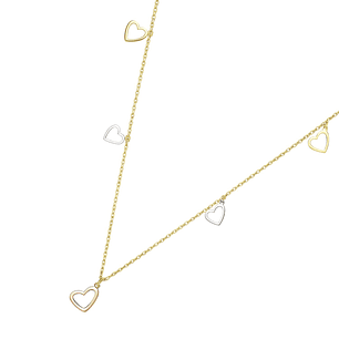 Collar Oro Amarillo 18kt Cinco Corazones