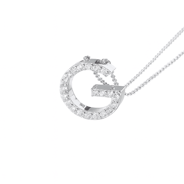 Collar Oro Blanco 18kt Diamantes Letra G 12Pts Corte Brillante 2