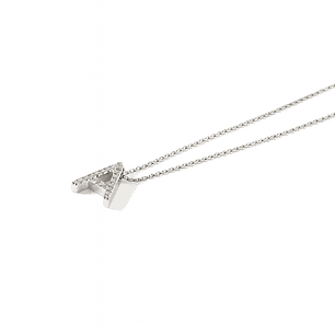 Collar de Oro Blanco 18kt Diamantes 10 Pts  Letra A