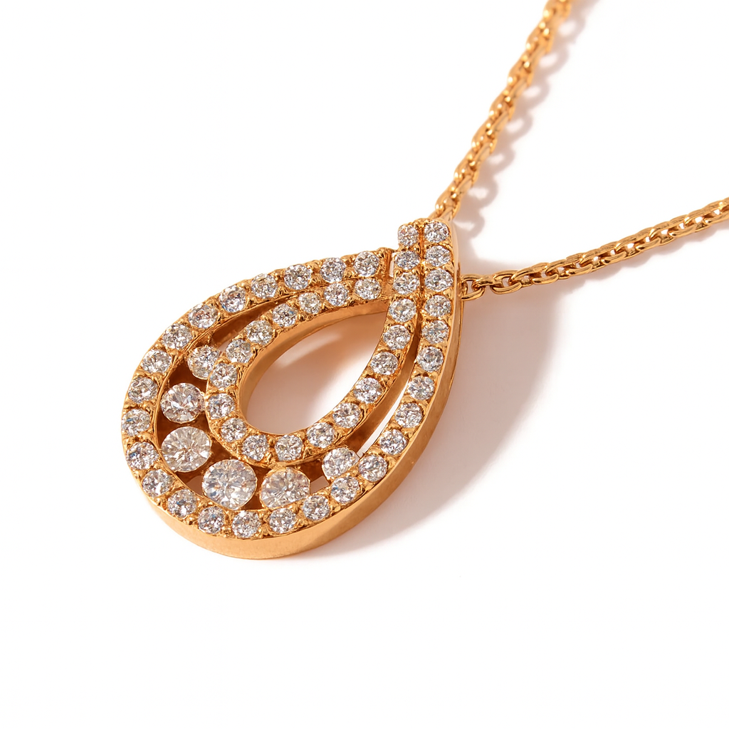 Collar Oro Miel 18kt Diamantes 43 Pts G/VS Corte Brillante 2