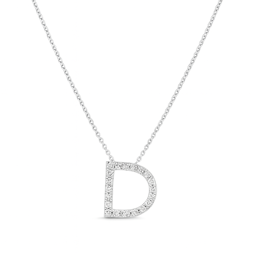 Collar Oro Blanco 18kt Letra D Diamantes 13Pts | Danielle Costantini 3
