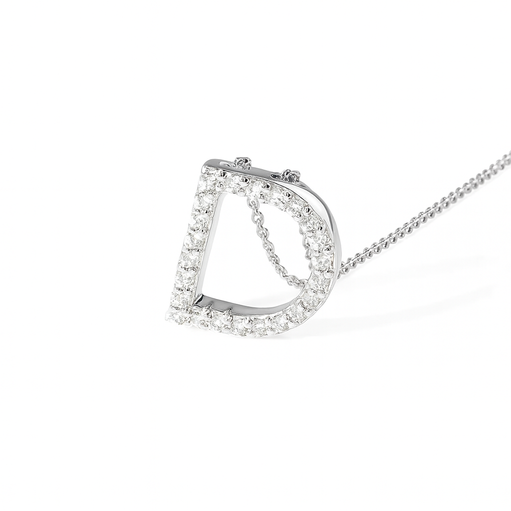 Collar Oro Blanco 18kt Letra D Diamantes 13Pts | Danielle Costantini 2