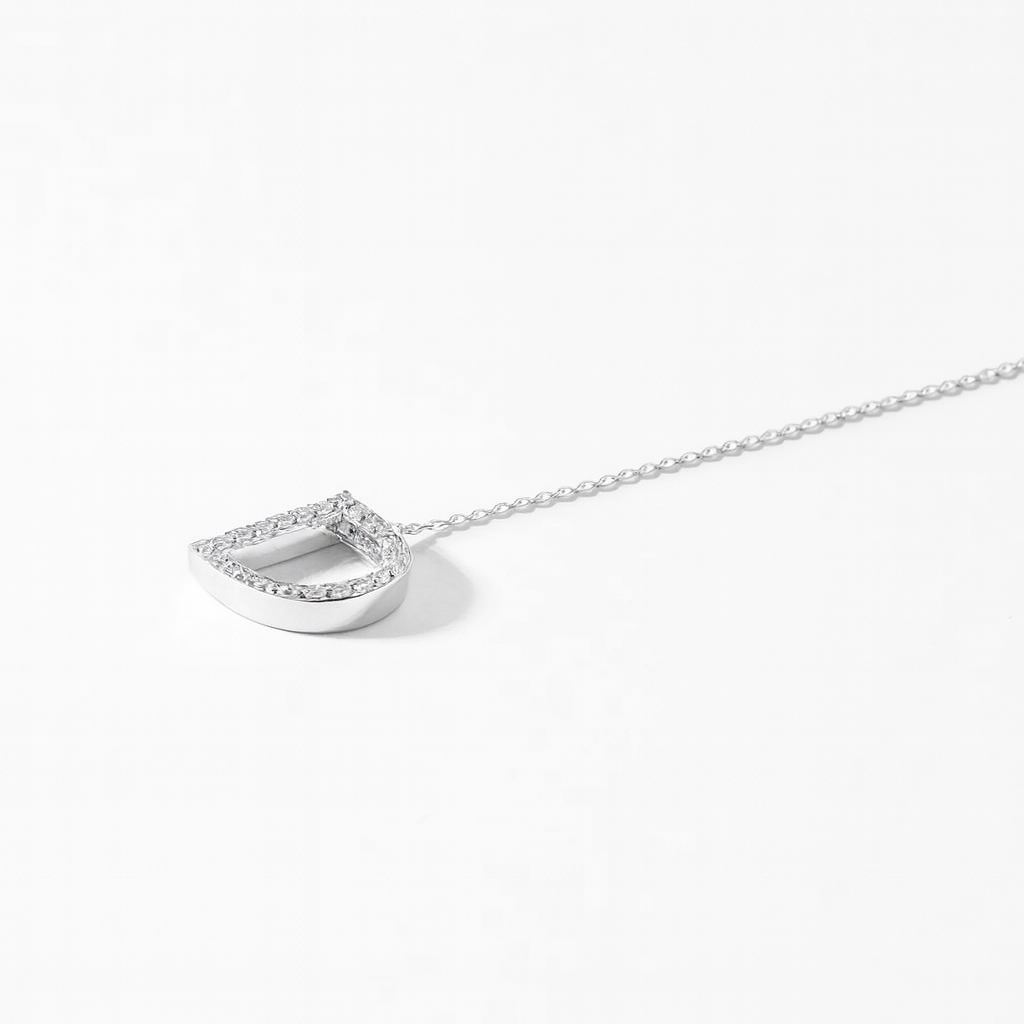 Collar Oro Blanco 18kt Letra D Diamantes 13Pts | Danielle Costantini 1