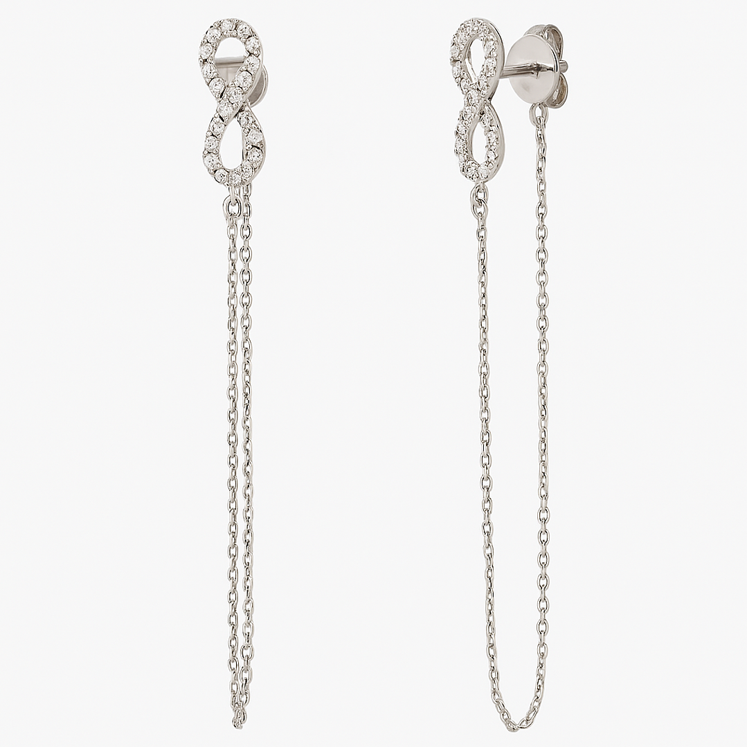 Aros Oro Blanco 18kt Diamantes Infinito 15Pts | Danielle Costantini 1