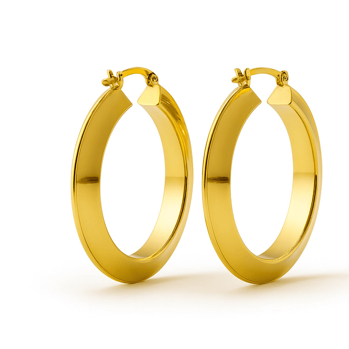 Aros Oro 18kt  Argolla Lisa Biselada 2