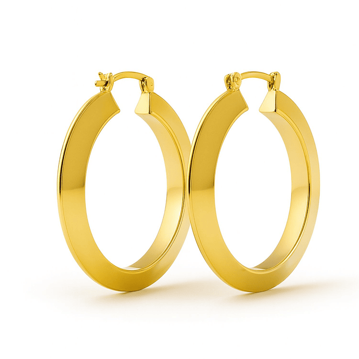 Aros Oro 18kt  Argolla Lisa Biselada 3