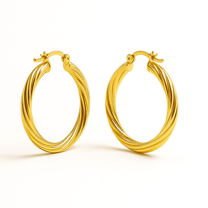 Aros Oro 18kt  Argolla Torcida 3