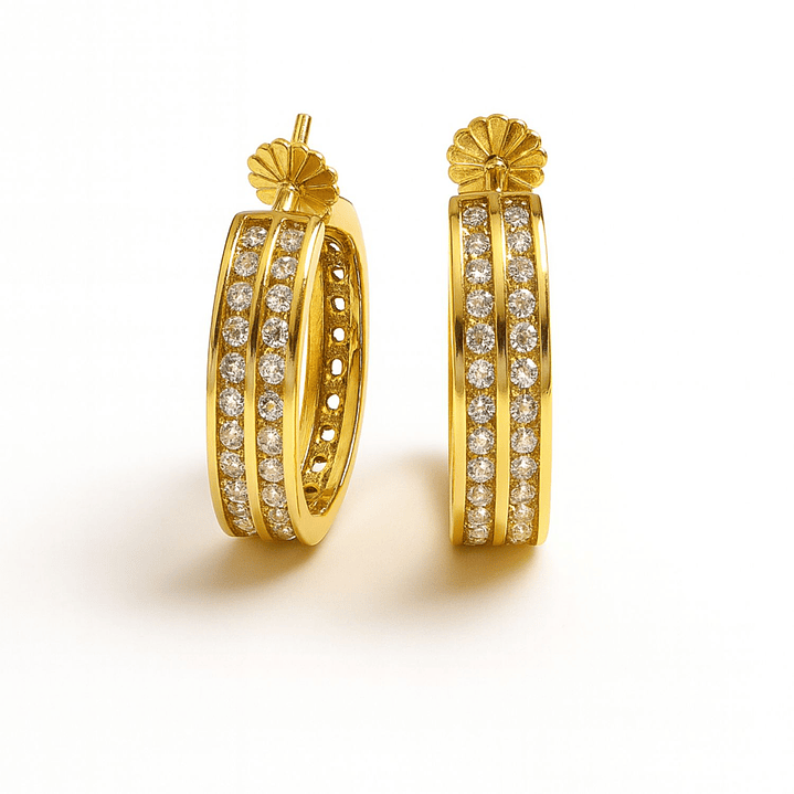 Aros Oro 18kt  Argolla Circonita 3