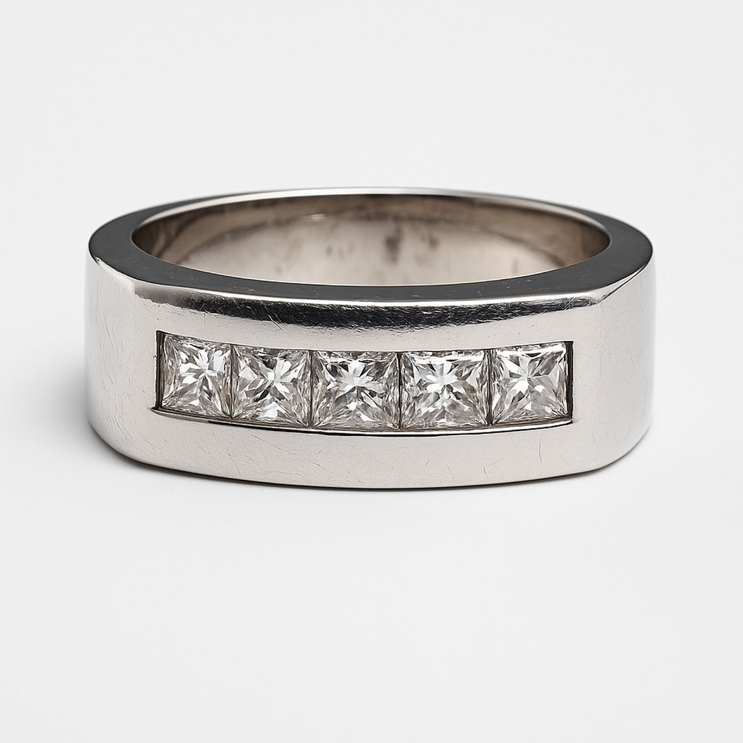 Anillo Oro Blanco 18kt Diamantes 55 Pts. Corte Prince 2