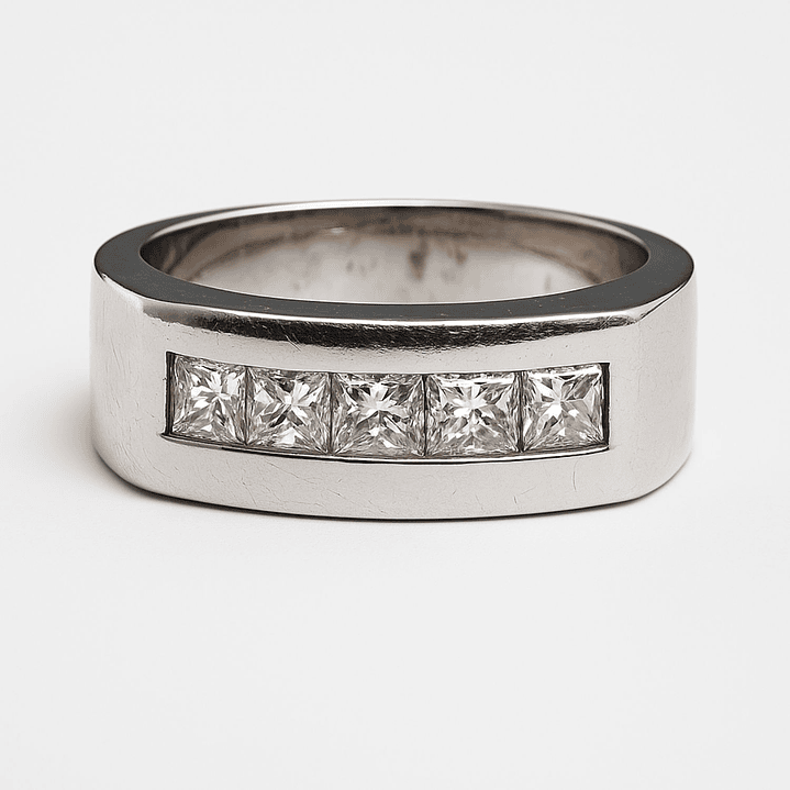 Anillo Oro Blanco 18kt Diamantes 55 Pts. Corte Prince 2