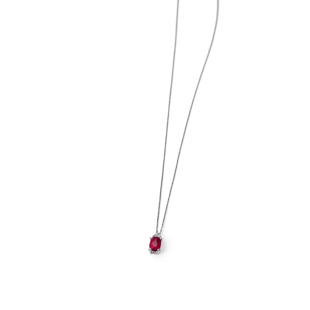 Collar Oro Blanco 18kt Diamante 6 Pts y Rubí 53 Pts 3